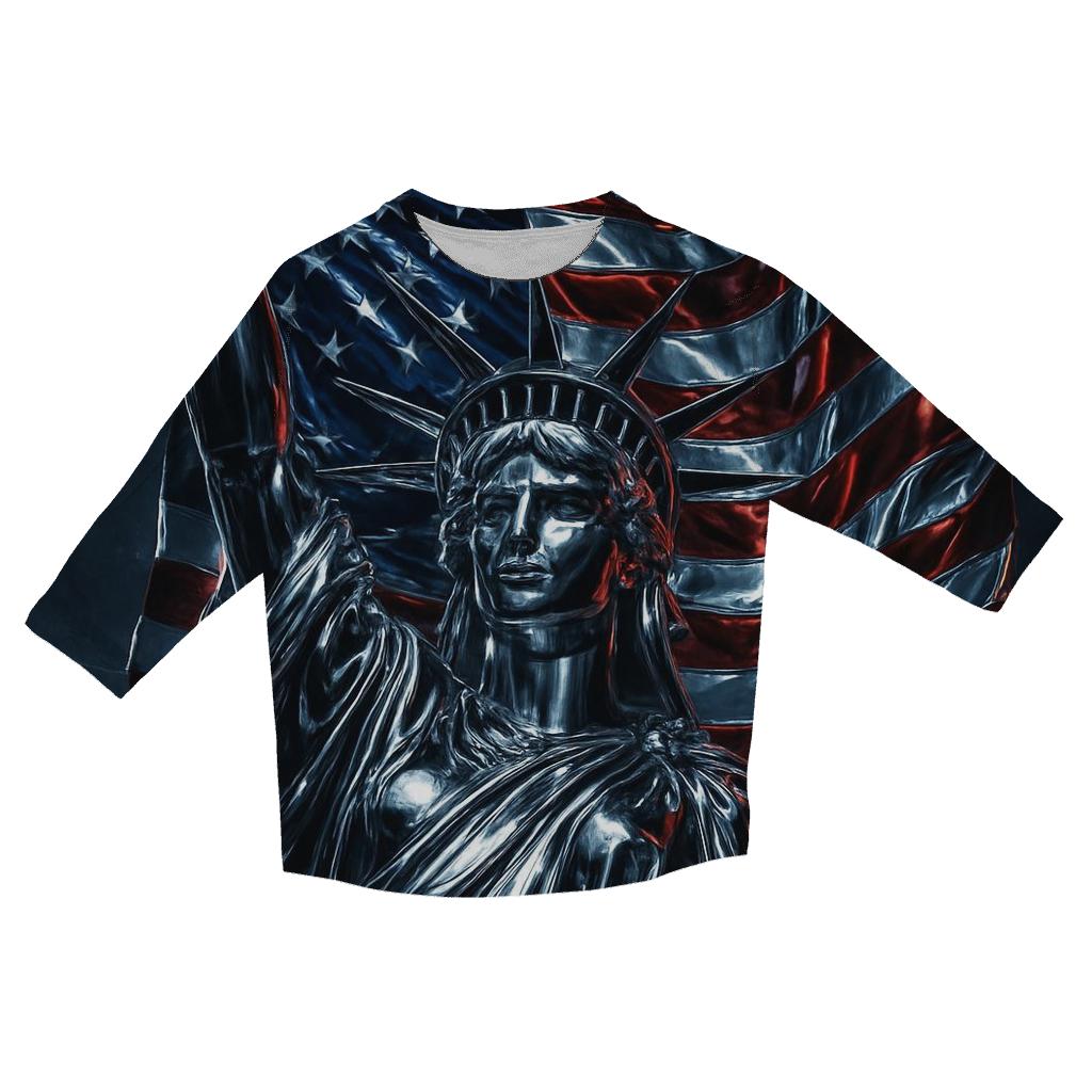 Chrome Liberty Surge Flag personalized 3/4 sleeve tees