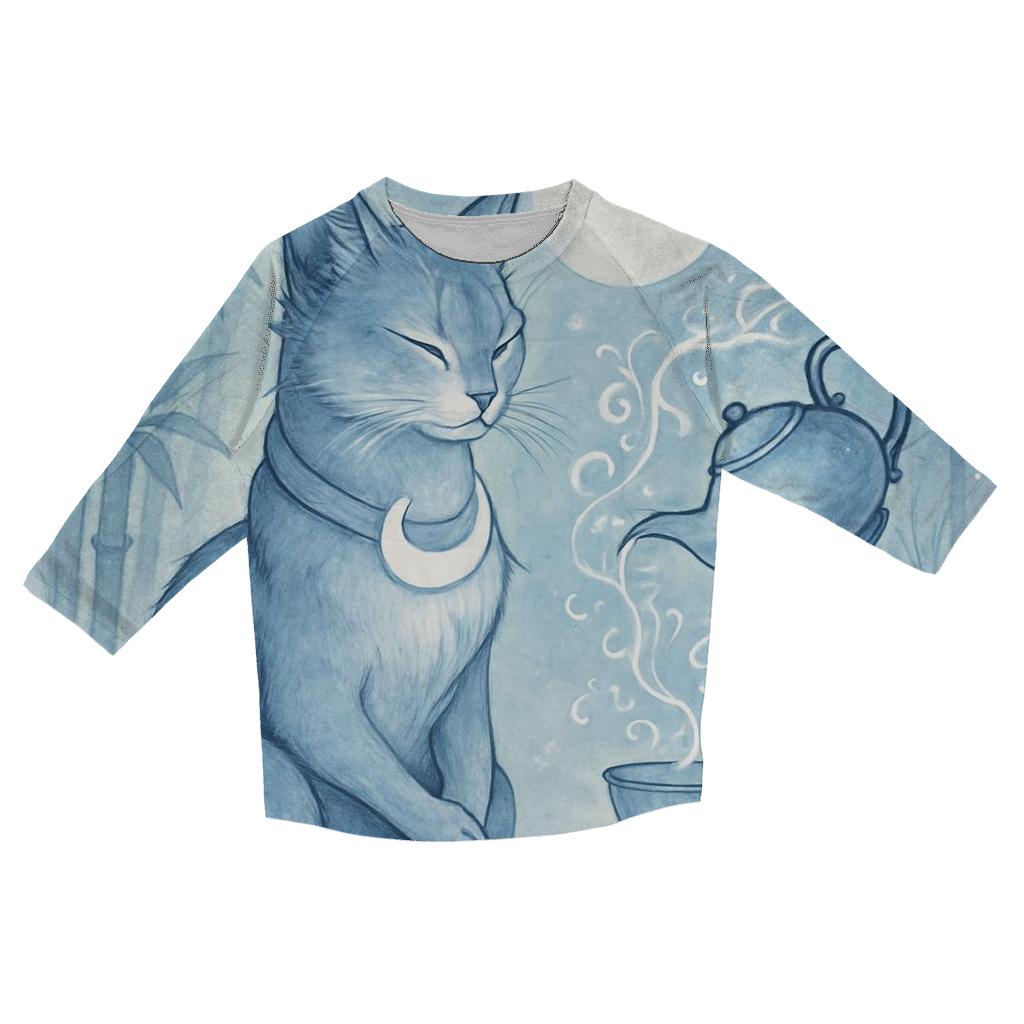 Lunar Tea Ceremony Guardian Cat cotton quarter sleeve shirts
