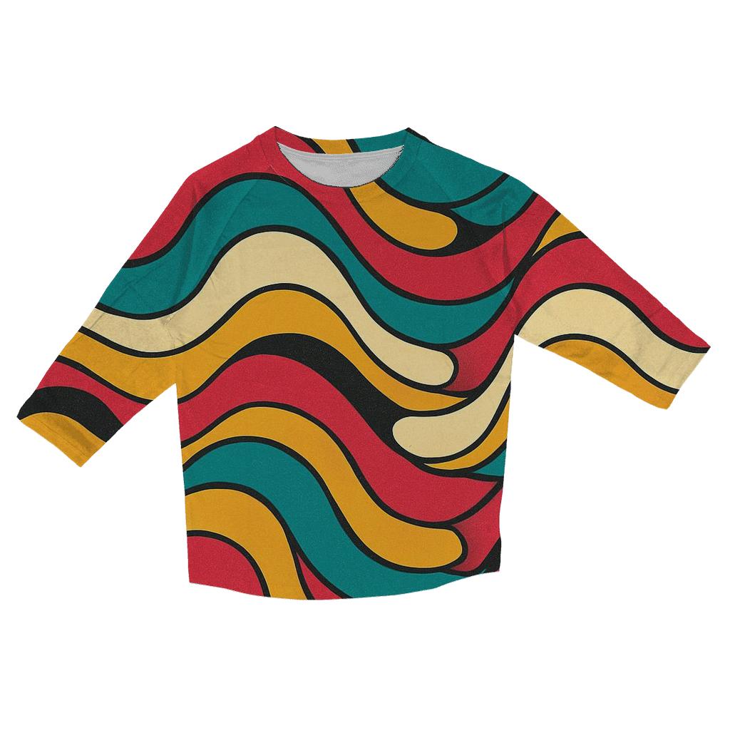 Groovy Lava Lamp Wave Bands casual three quarter sleeve shirts