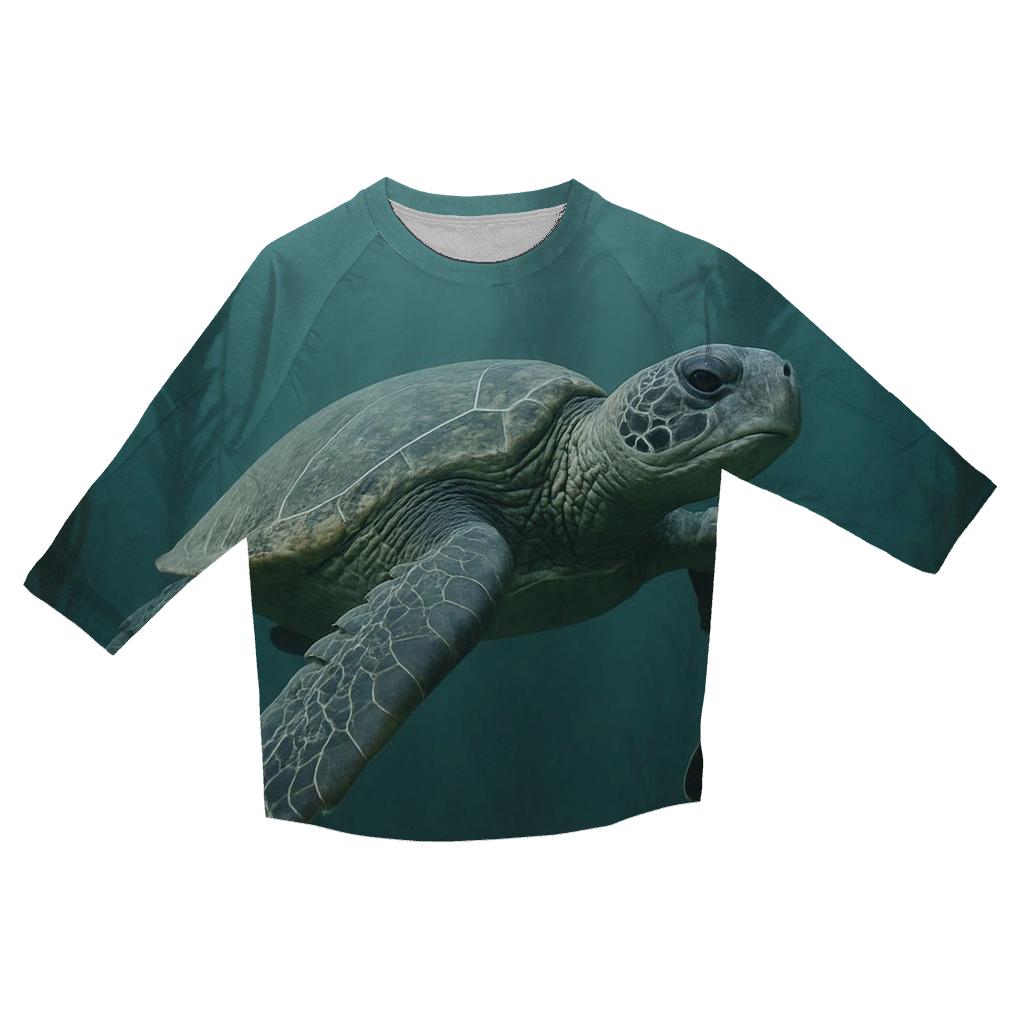 Kelp Curtain Glide Green Sea Turtle personalized 3/4 sleeve tees
