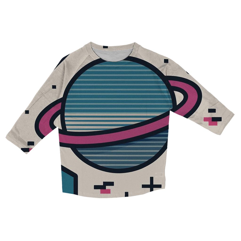 VHS Planetary Scanlines trendy 3/4 sleeve tops