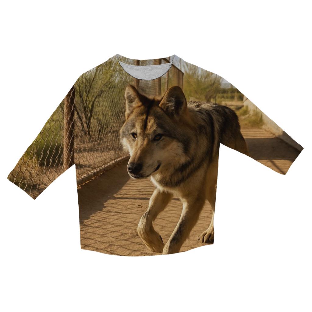 Mexican Gray Wolf At A Desert Wildlife Crossing custom 3/4 sleeve shirts