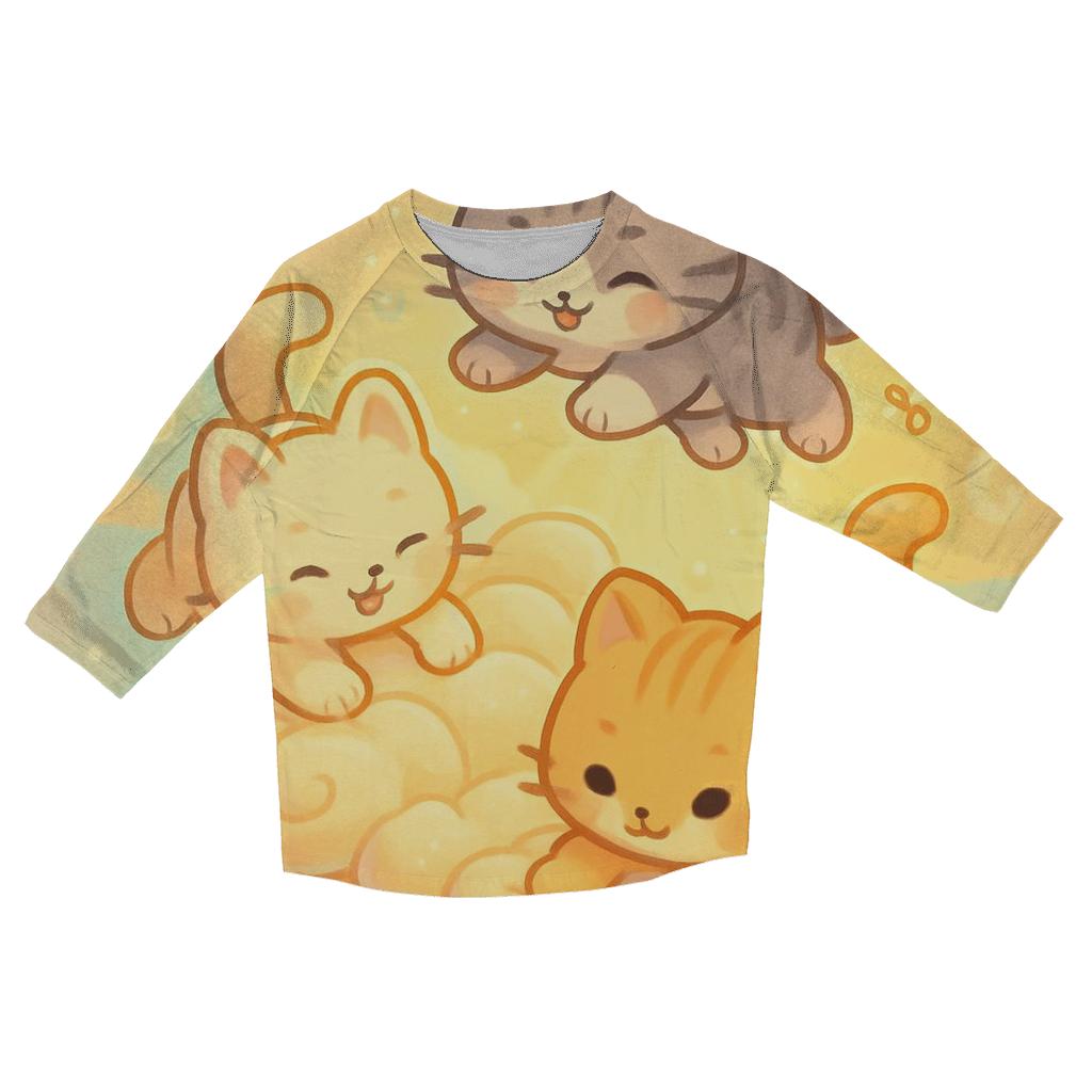 Sunrise Cloud Bakery Kittens printed three quarter sleeve shirts