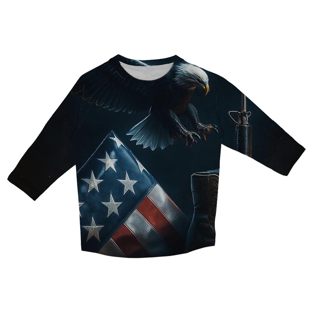 Steel Wings Over The Memorial Fold personalized 3/4 sleeve tees