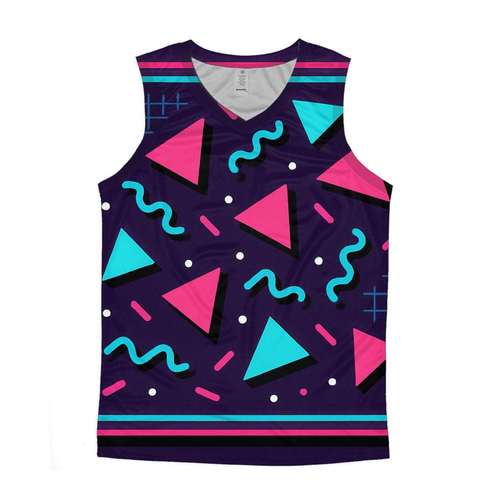 Neon Roller Rink Geometry casual summer tank tops