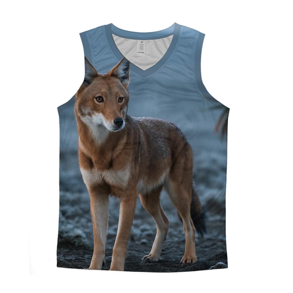 Ethiopian Wolf Among Giant Lobelias cotton sleeveless tops