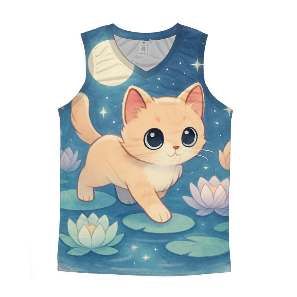 Moonlit Purrcelain Garden sports performance tank tops