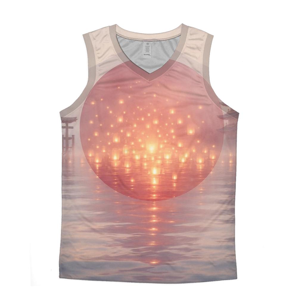 Rising Sun Over Water Lanterns Japan designer workout tanks