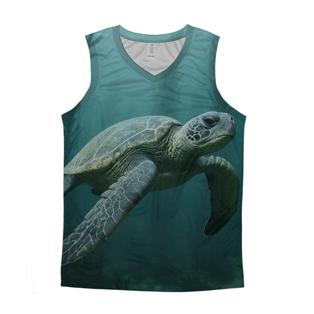 Kelp Curtain Glide Green Sea Turtle personalized athletic tanks