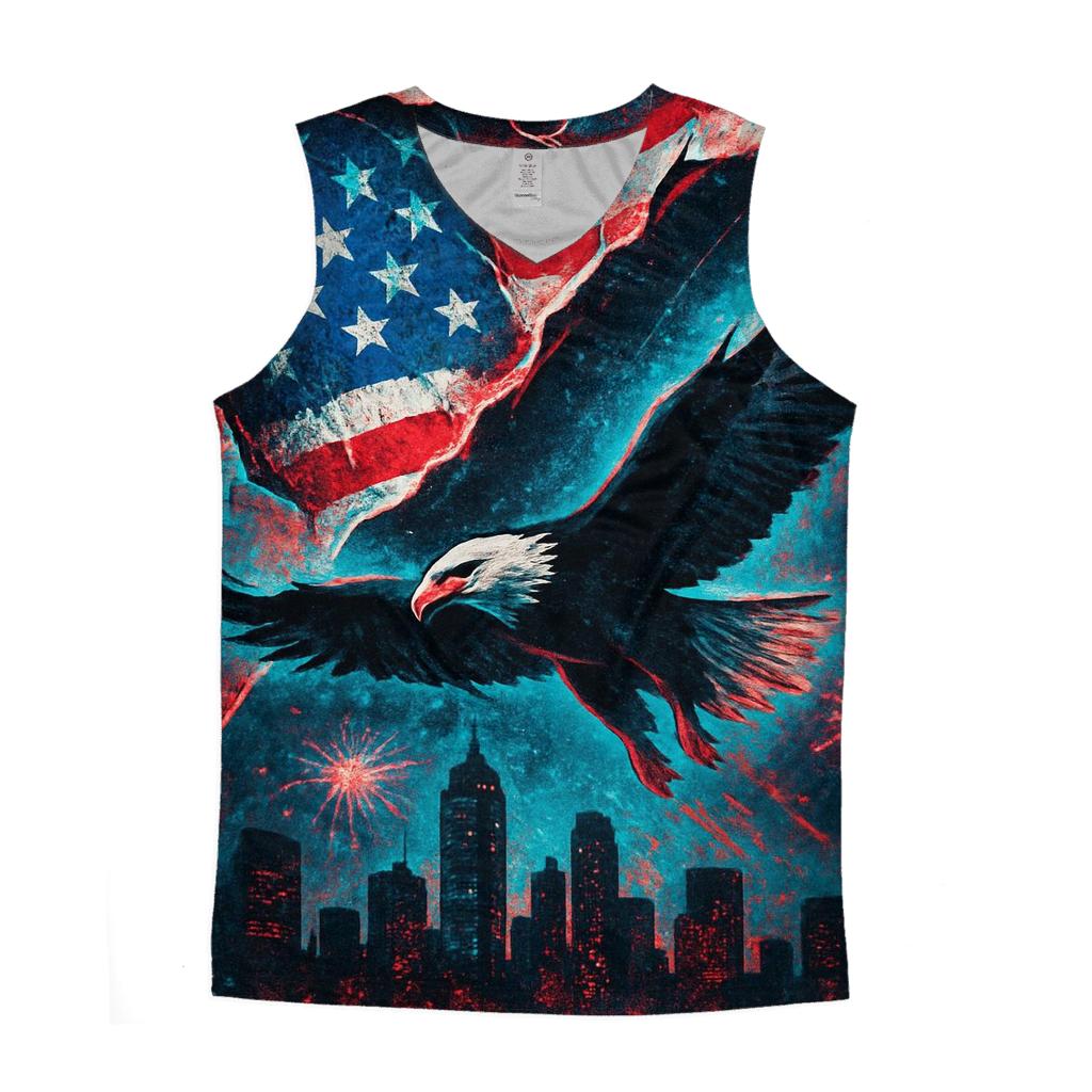 Graffiti Skyline Flag Rift cotton sleeveless tops