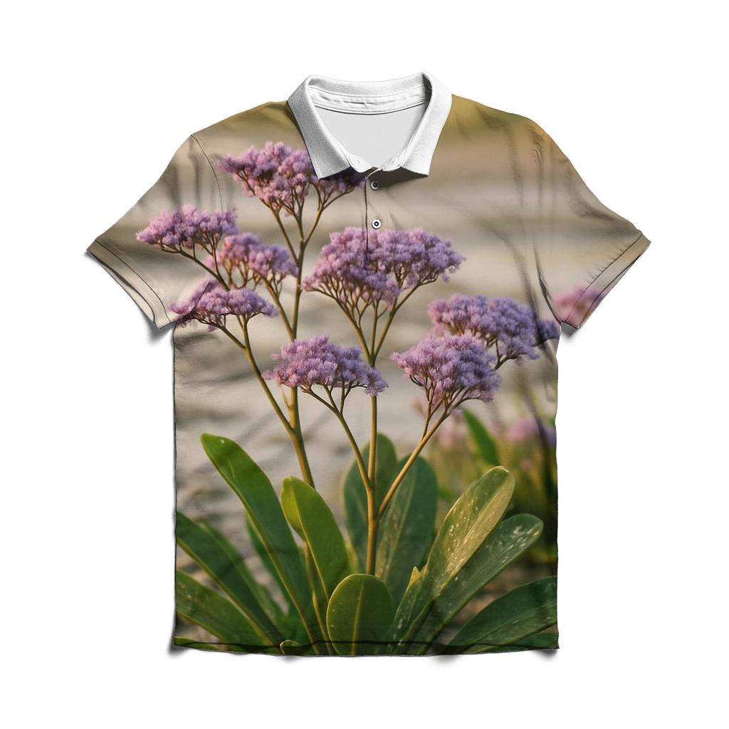 Salt Marsh Sea Lavender At Spring Tide custom polo shirts