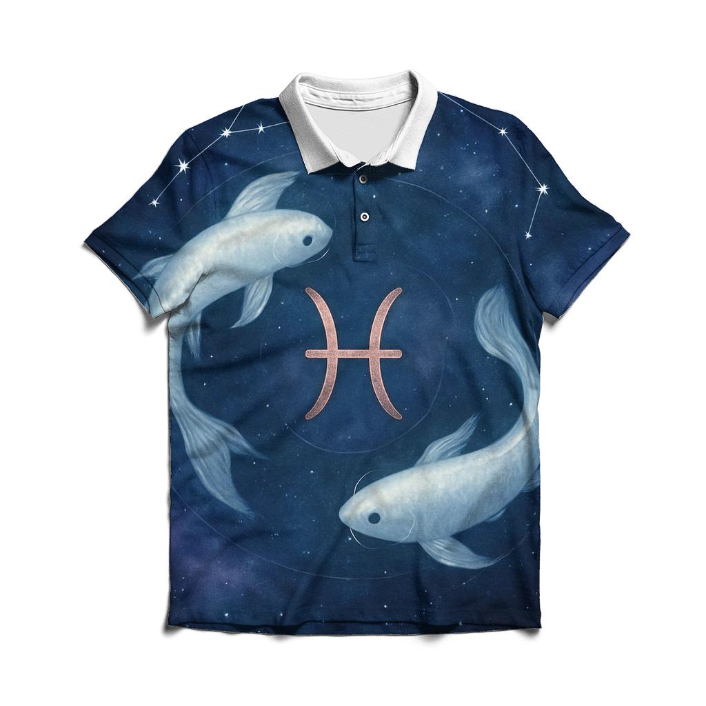 Pisces Koi Nebula Constellation Drift custom polo shirts