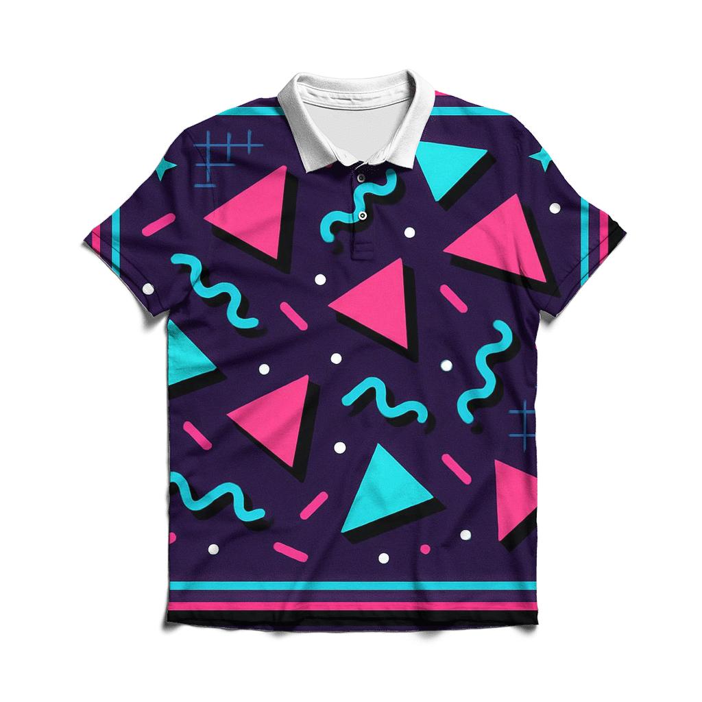 Neon Roller Rink Geometry branded logo polo shirts