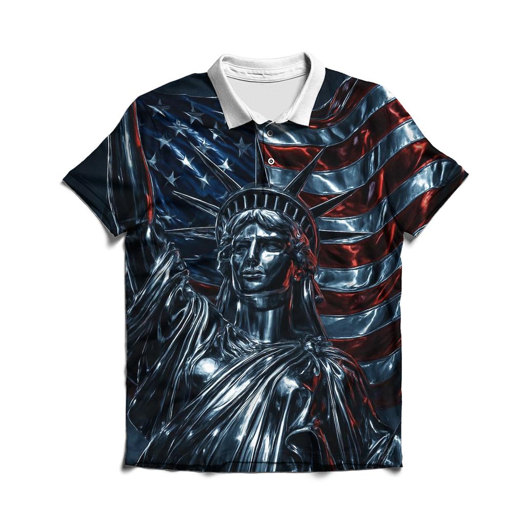 Chrome Liberty Surge Flag stylish collar polo tees