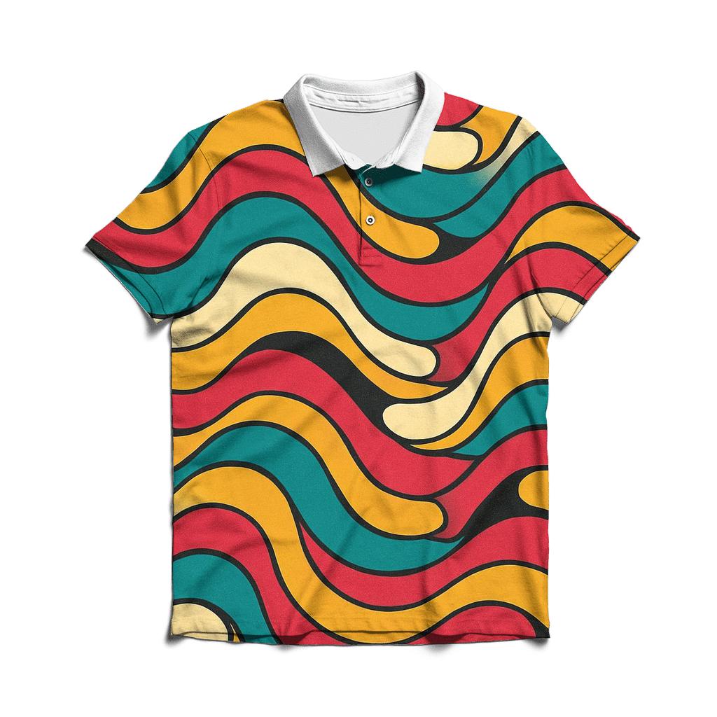 Groovy Lava Lamp Wave Bands designer slim fit polos