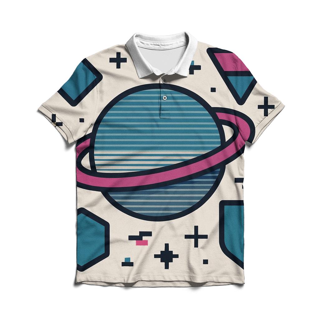 VHS Planetary Scanlines stylish collar polo tees