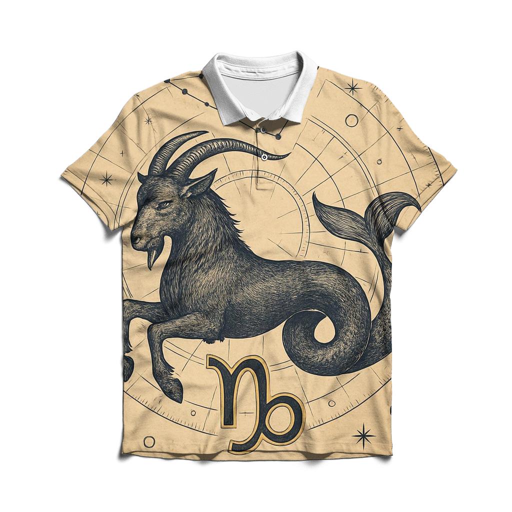 Capricorn Sea Goat Astral Chart Emblem casual sports polo shirts