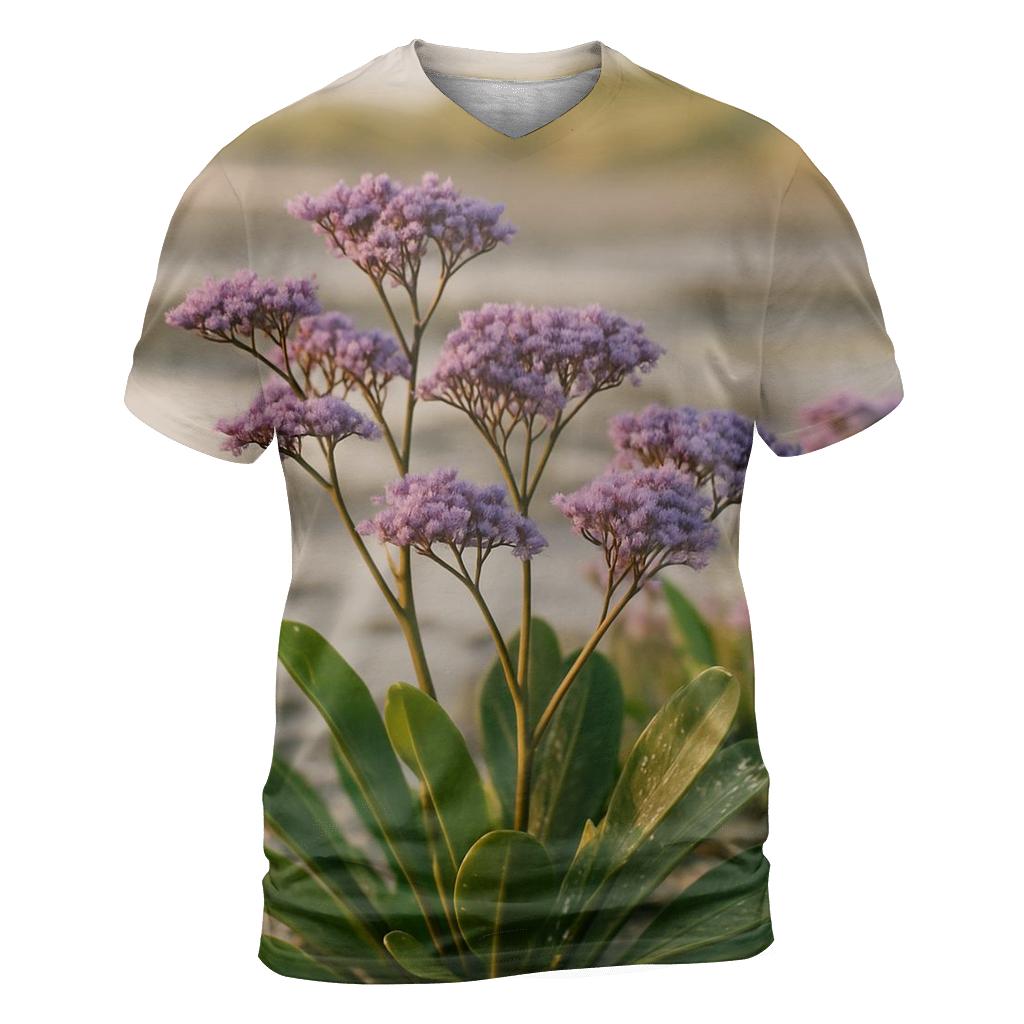 Salt Marsh Sea Lavender At Spring Tide statement graphic shirts