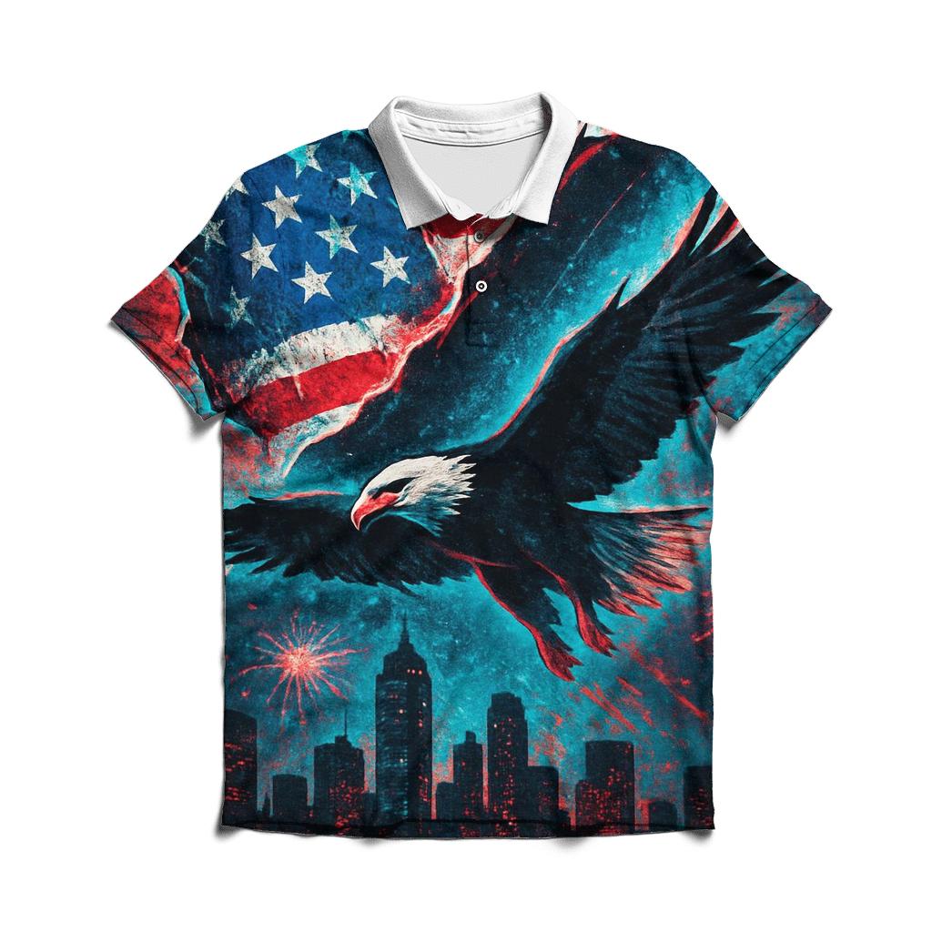 Graffiti Skyline Flag Rift classic pique polos