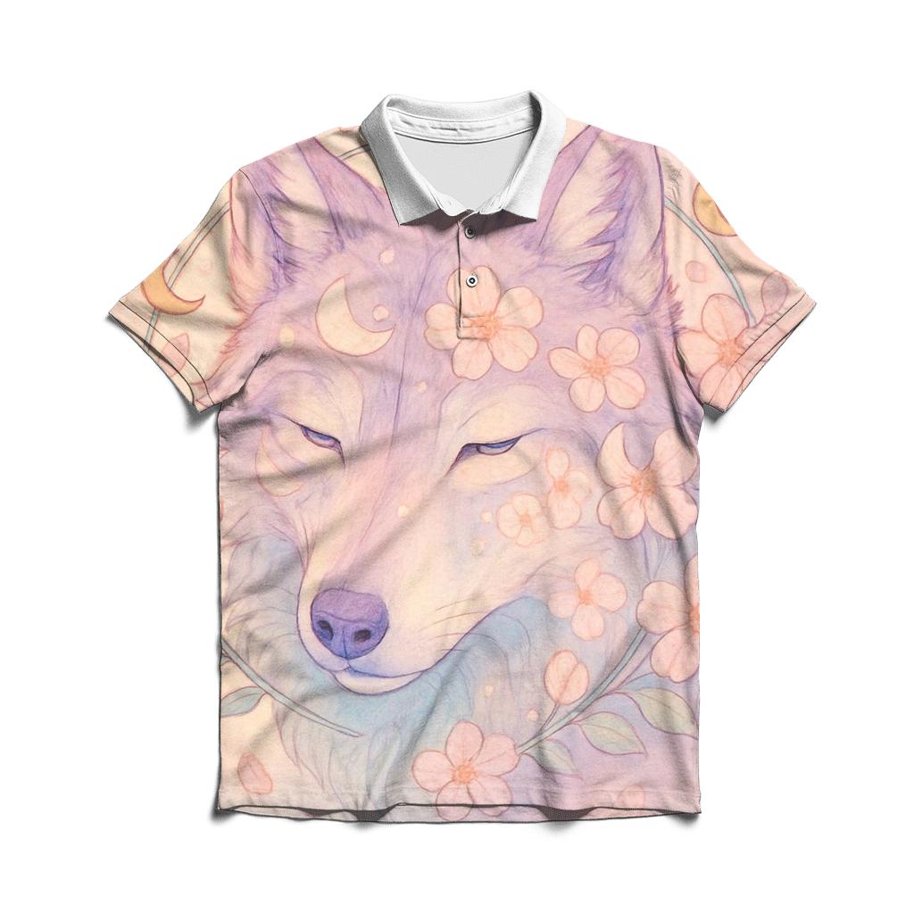Lunar Orchard Dreamwalker Wolf premium cotton polo shirts