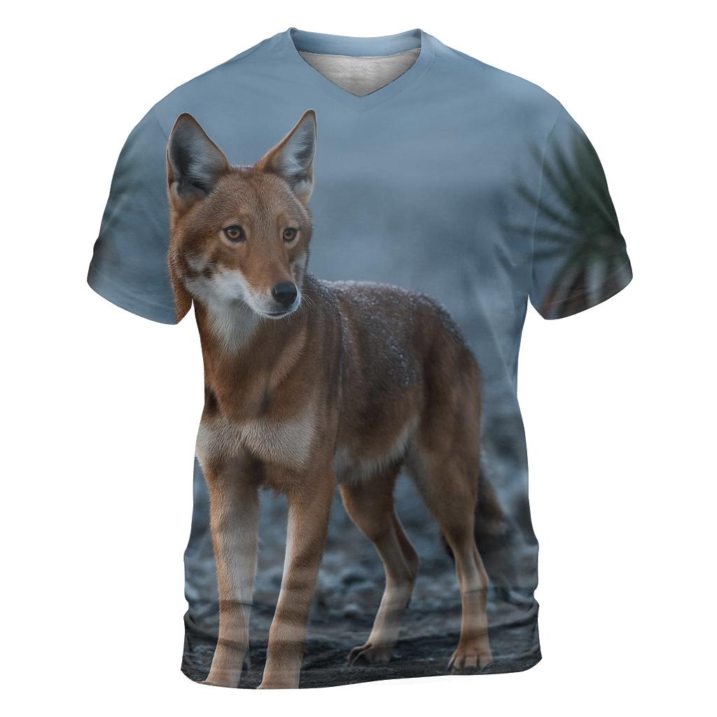 Ethiopian Wolf Among Giant Lobelias trendy printed shirt styles