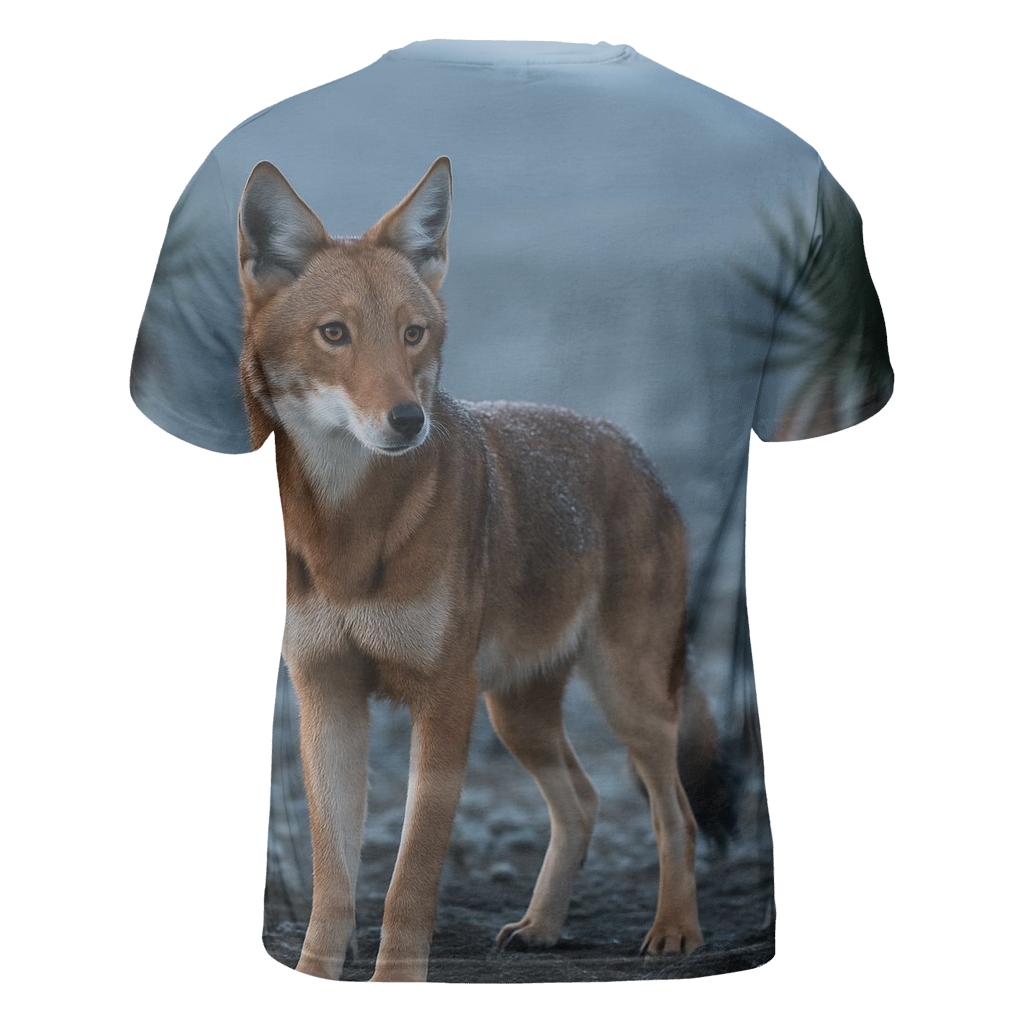 Ethiopian Wolf Among Giant Lobelias trendy printed shirt styles