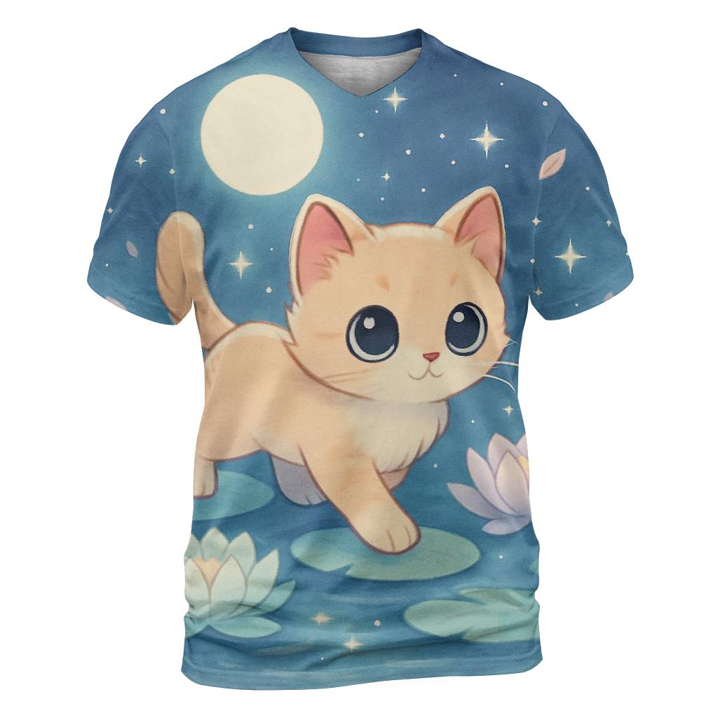 Moonlit Purrcelain Garden statement graphic shirts
