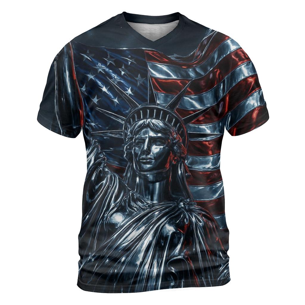 Chrome Liberty Surge Flag vibrant all-over design tees