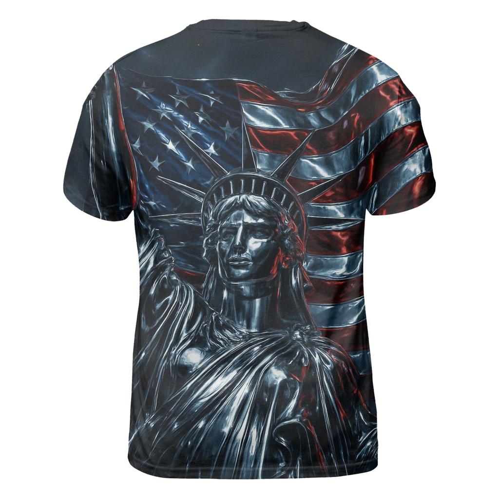 Chrome Liberty Surge Flag vibrant all-over design tees