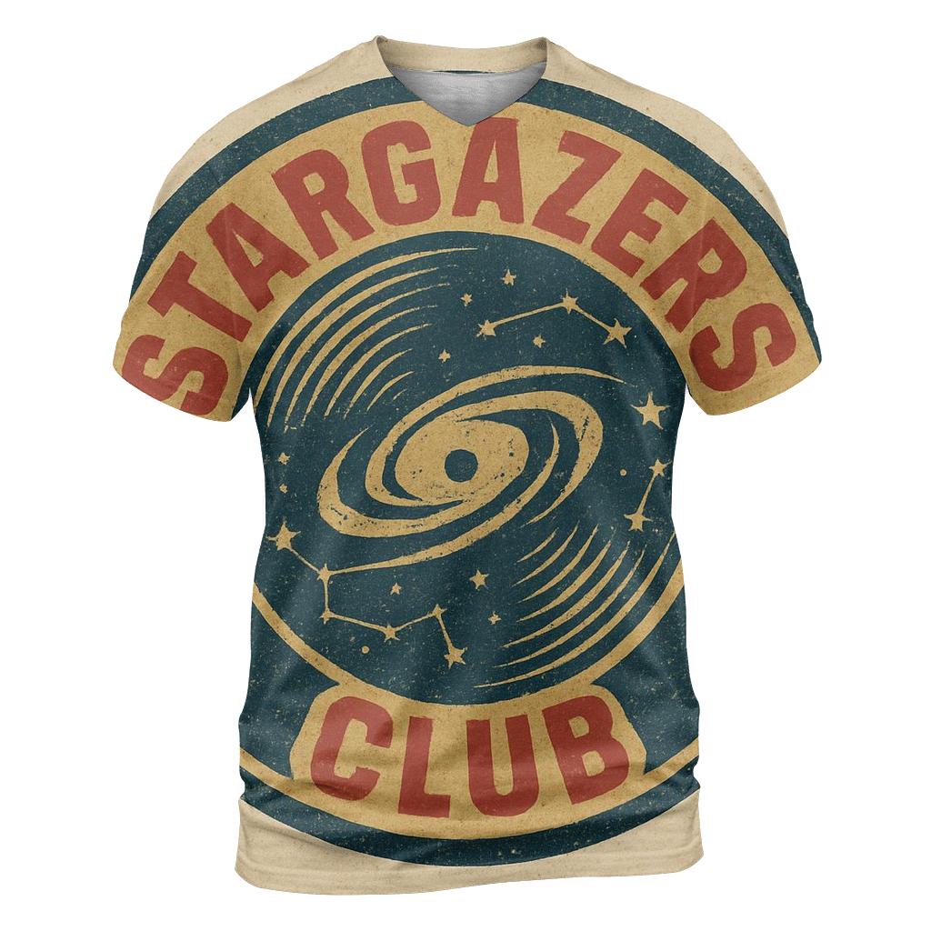 Distressed Vinyl Astronomy Club Badge statement graphic shirts