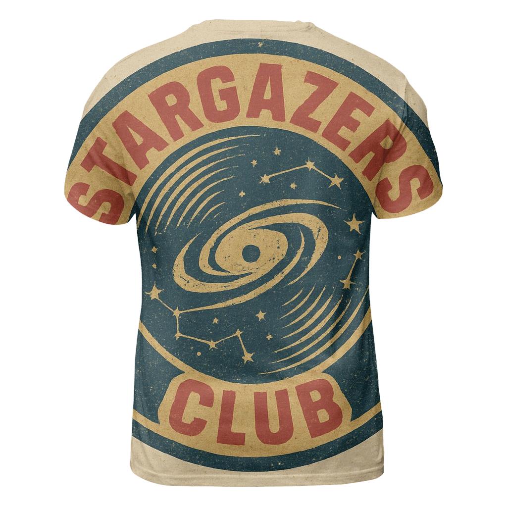 Distressed Vinyl Astronomy Club Badge statement graphic shirts