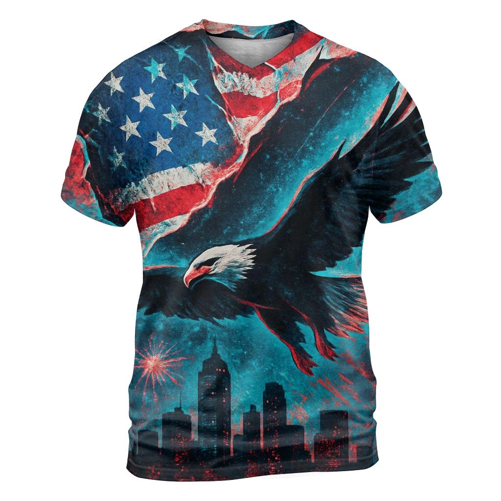 Graffiti Skyline Flag Rift vibrant all-over design tees