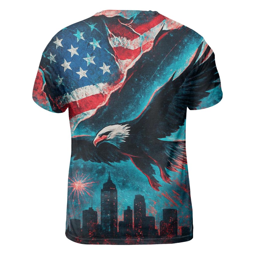 Graffiti Skyline Flag Rift vibrant all-over design tees