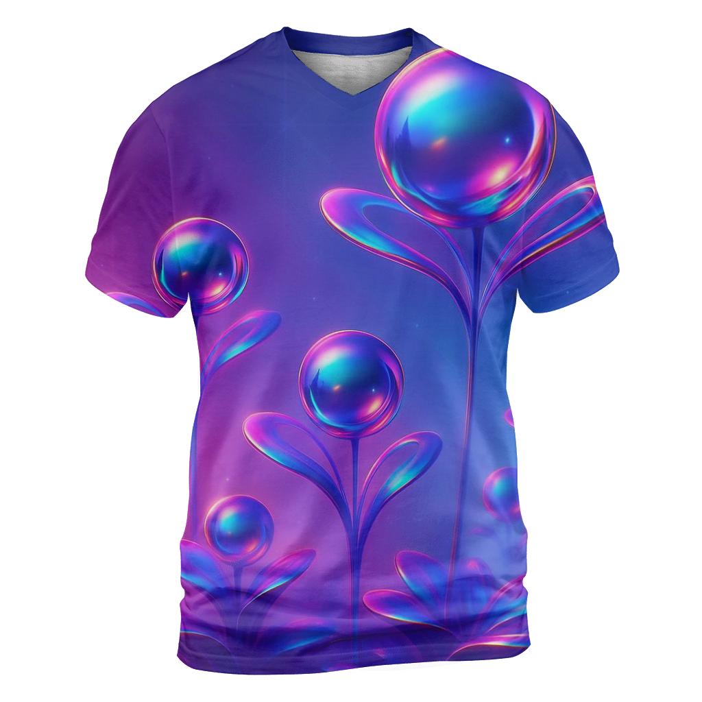 Chrome Aurora Orb Garden creative print fashion shirts