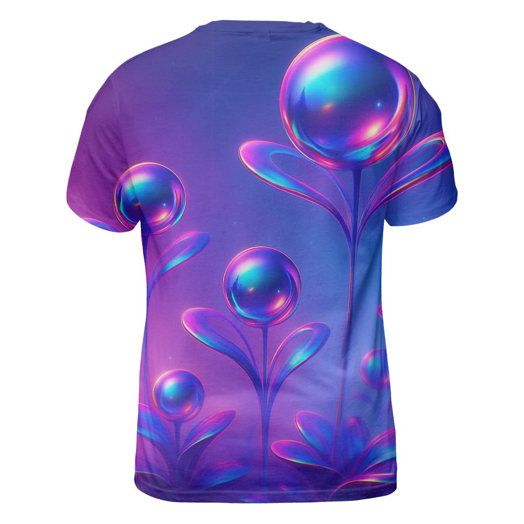 Chrome Aurora Orb Garden creative print fashion shirts
