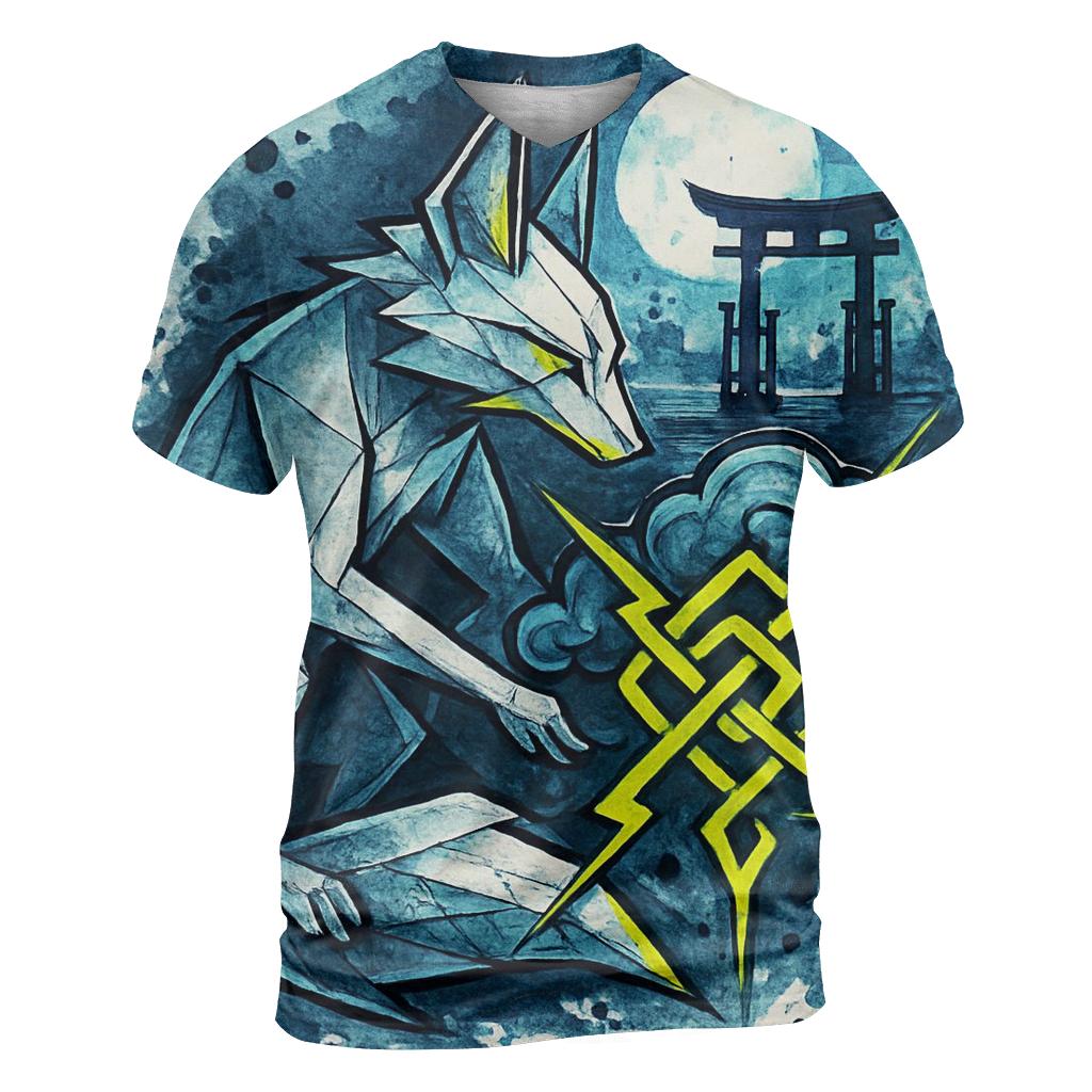 The Origami Stormkeeper vibrant all-over design tees