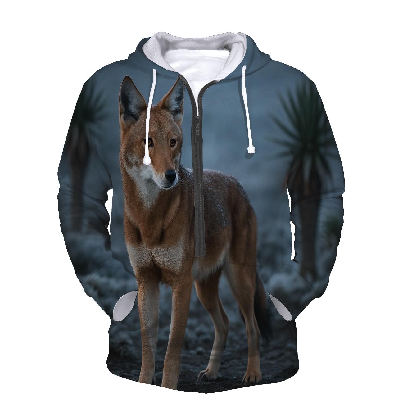 Ethiopian Wolf Among Giant Lobelias heavyweight hoodies