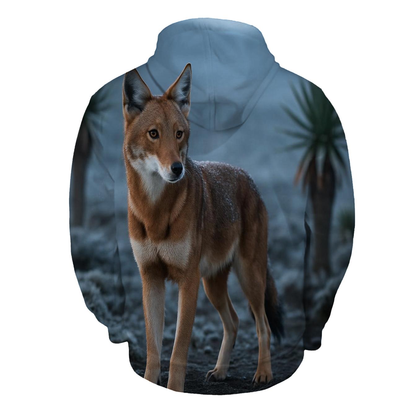 Ethiopian Wolf Among Giant Lobelias heavyweight hoodies
