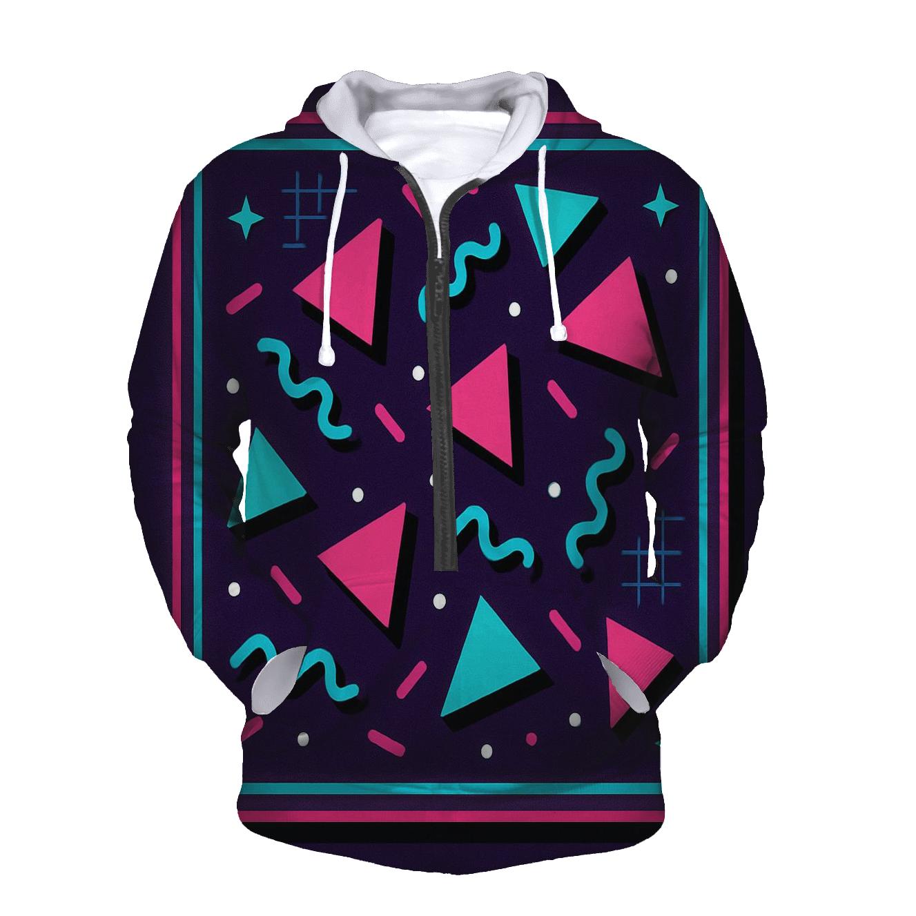 Neon Roller Rink Geometry hoodie styles