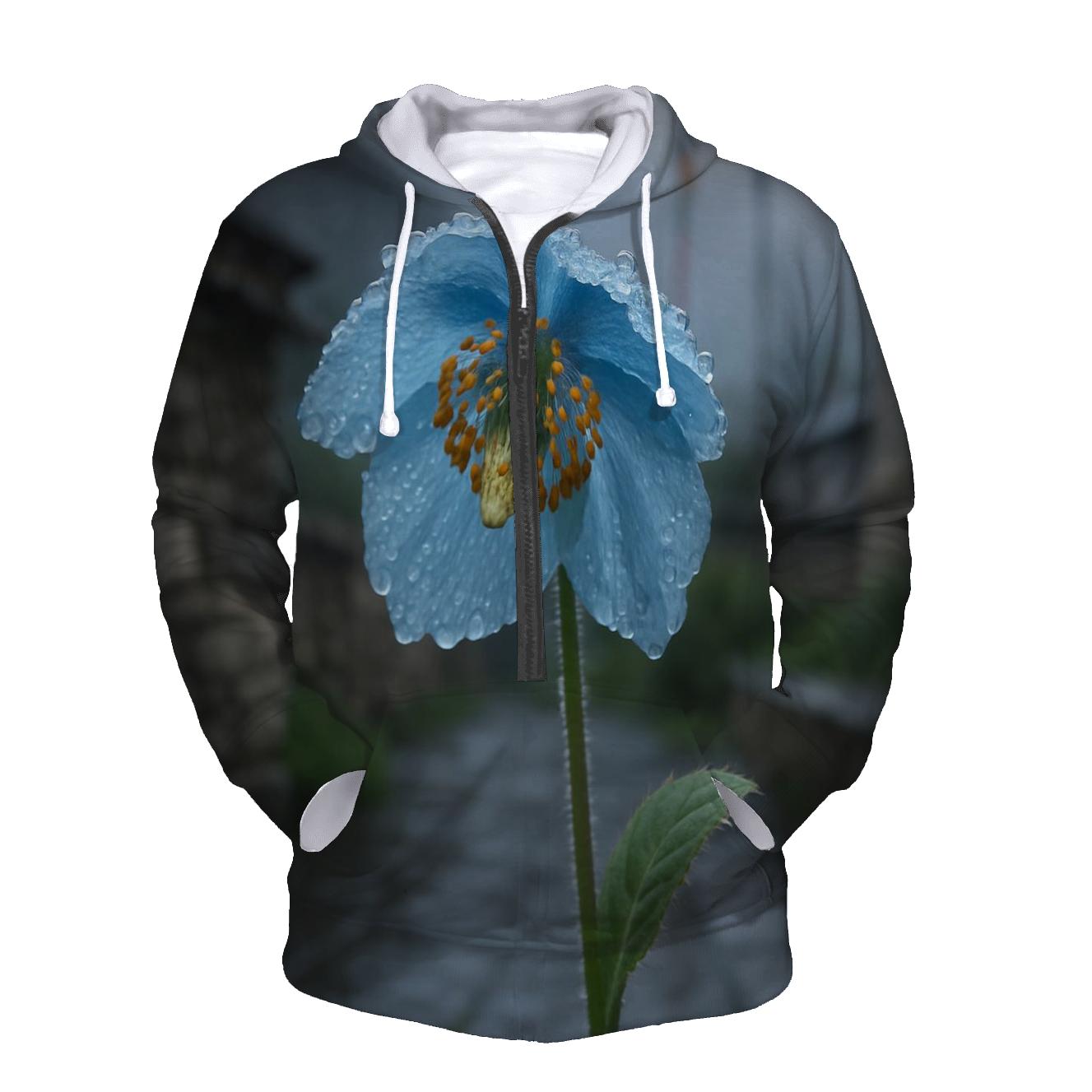 Blue Poppy In A Himalayan Monastery Garden After Rain zip-up hoodies