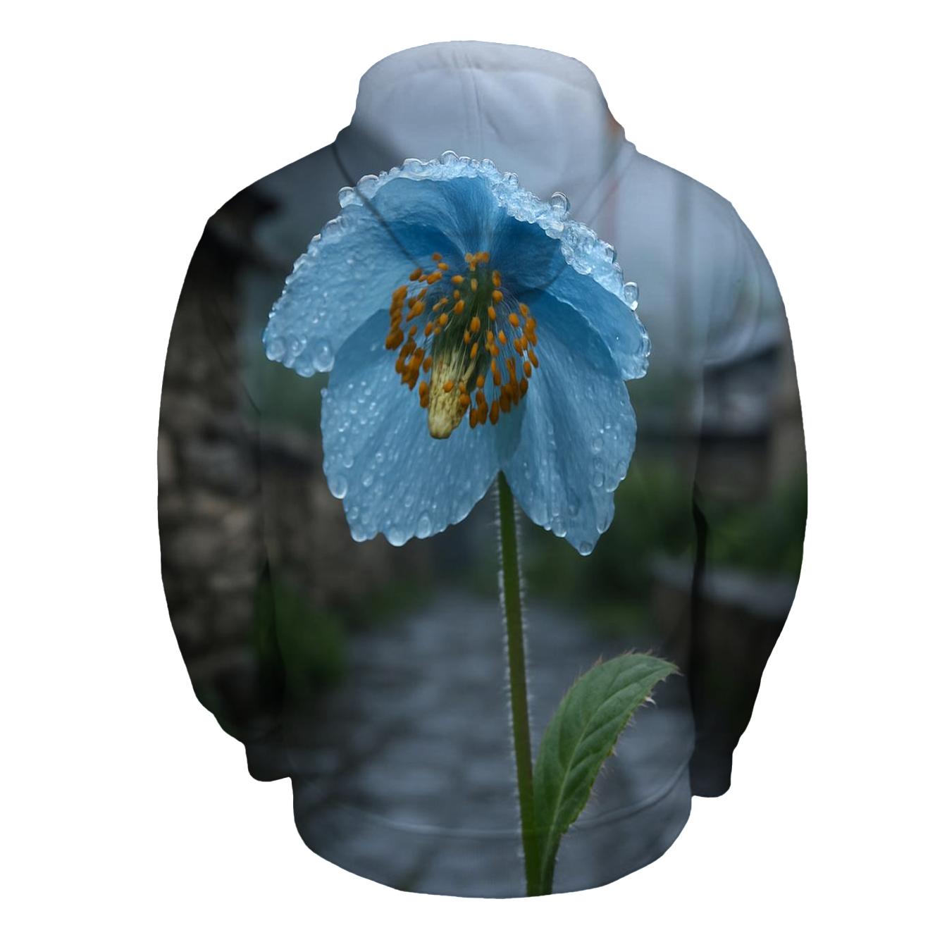 Blue Poppy In A Himalayan Monastery Garden After Rain zip-up hoodies