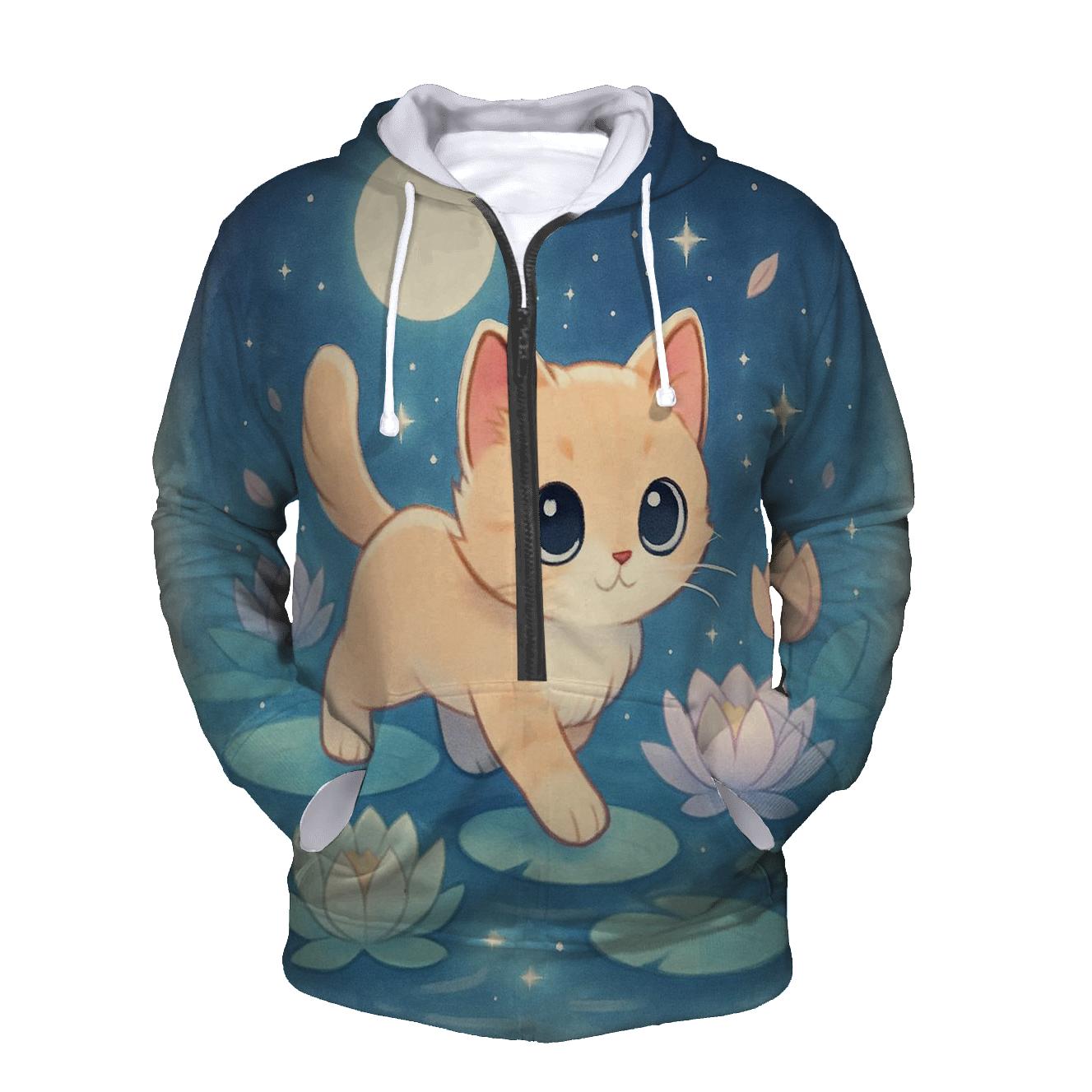 Moonlit Purrcelain Garden designer hoodies