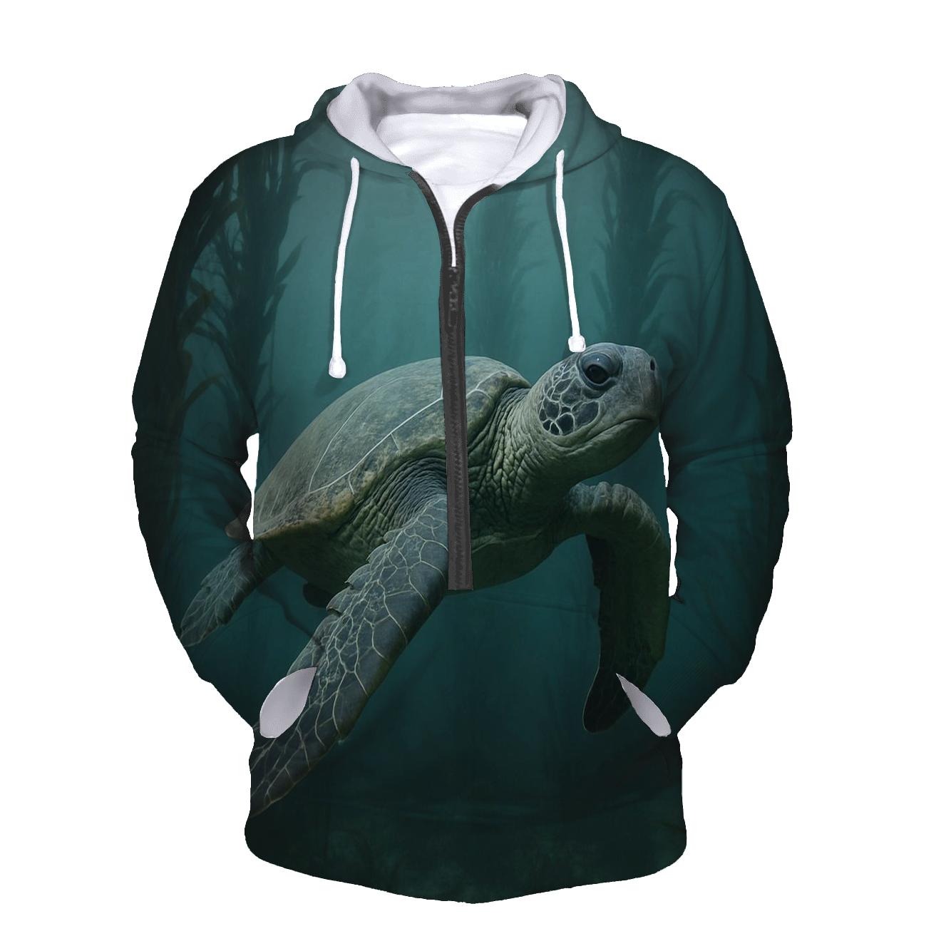 Kelp Curtain Glide Green Sea Turtle custom hoodies