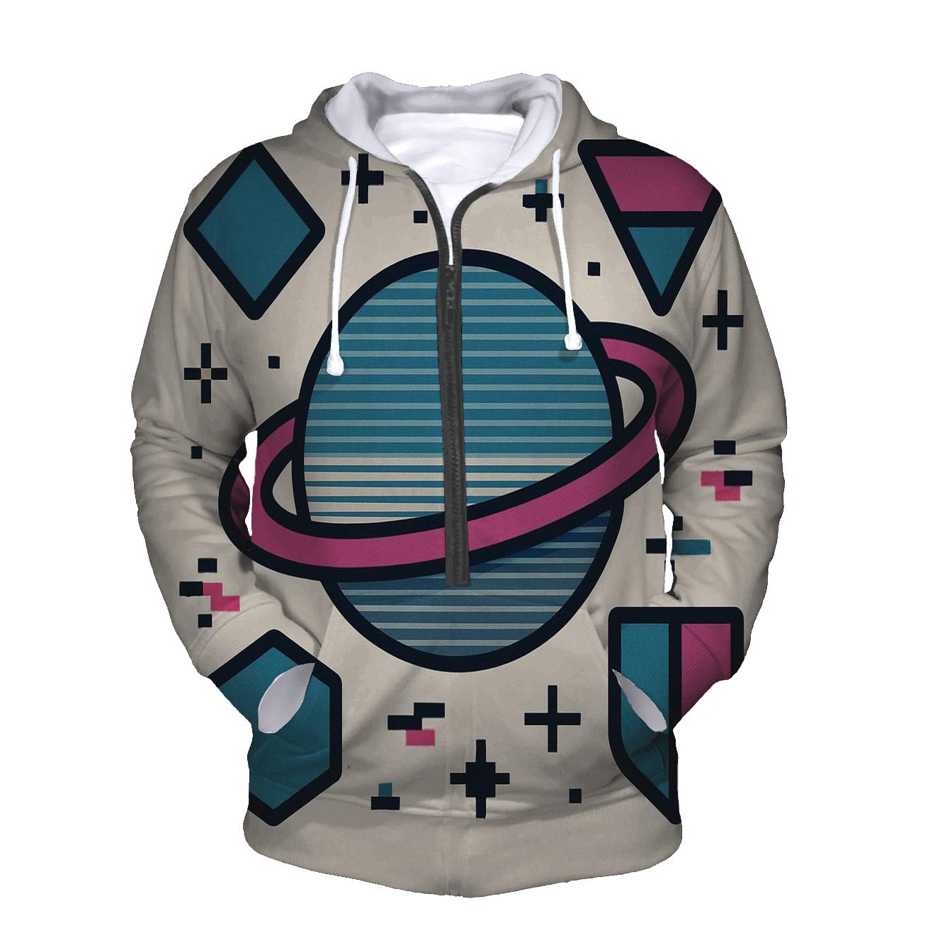 VHS Planetary Scanlines premium hoodies