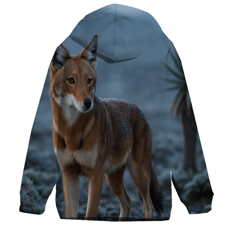 Ethiopian Wolf Among Giant Lobelias pullover hoodies