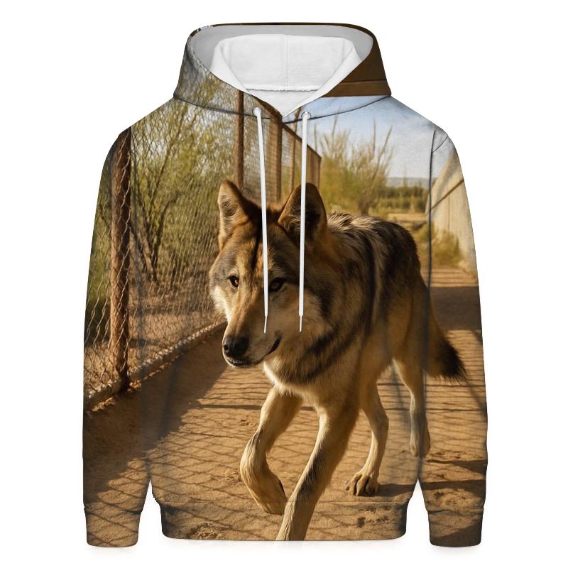 Mexican Gray Wolf At A Desert Wildlife Crossing hoodie designs