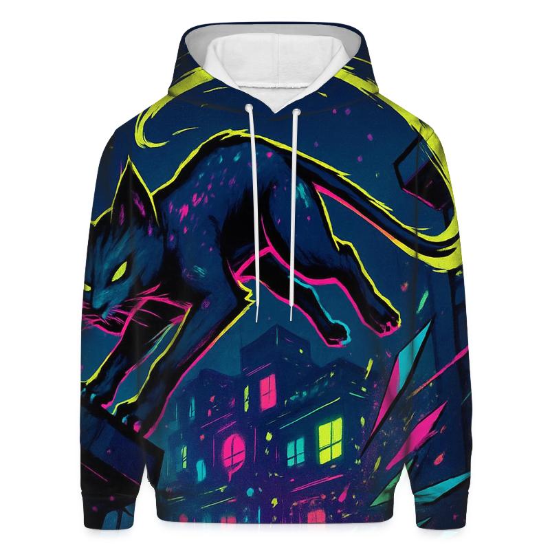 Neon Alley Parkour Cat With Prism Sparks zip-up hoodies