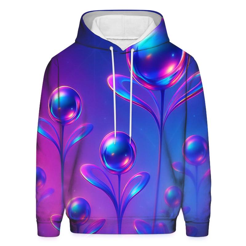 Chrome Aurora Orb Garden printed hoodies