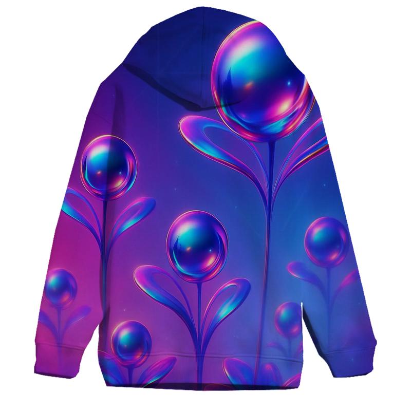 Chrome Aurora Orb Garden printed hoodies