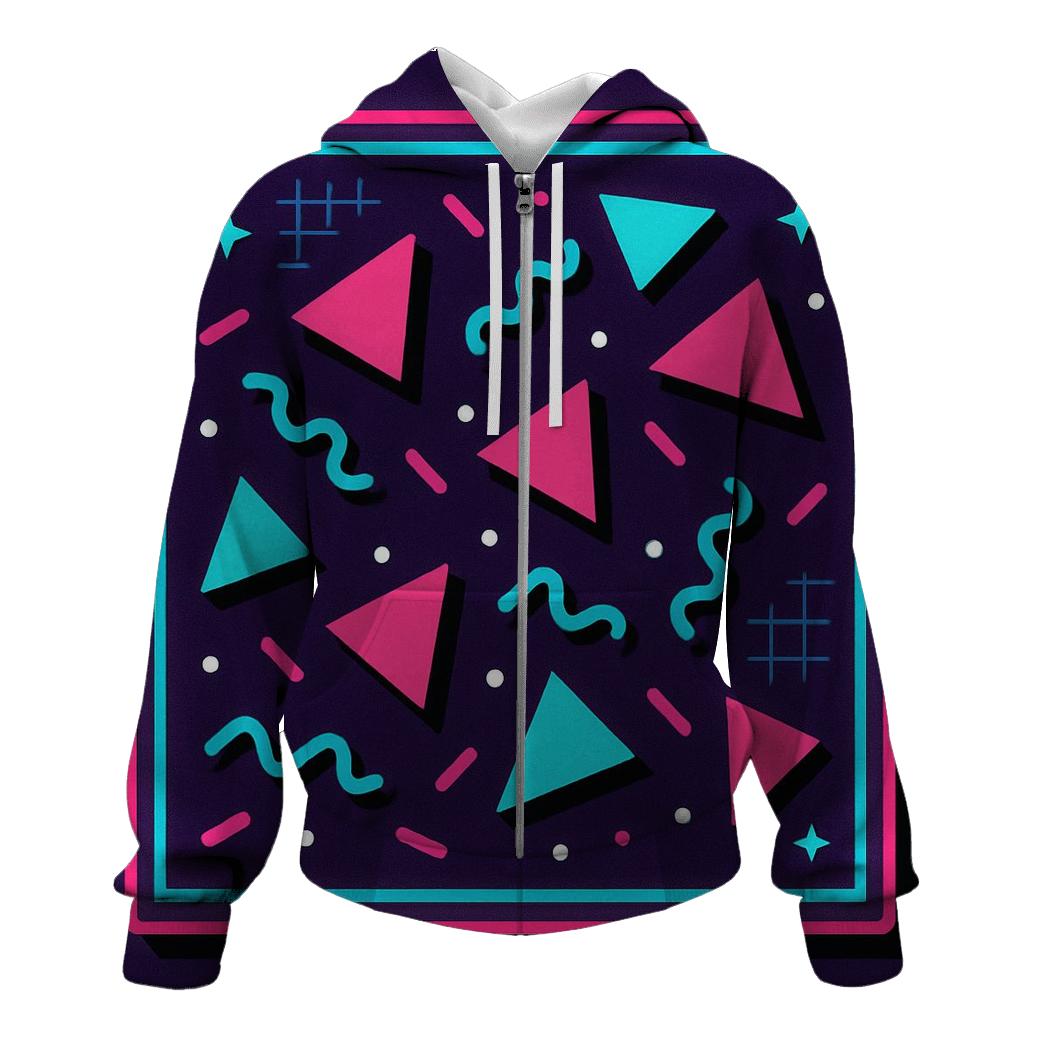 Neon Roller Rink Geometry premium hoodies